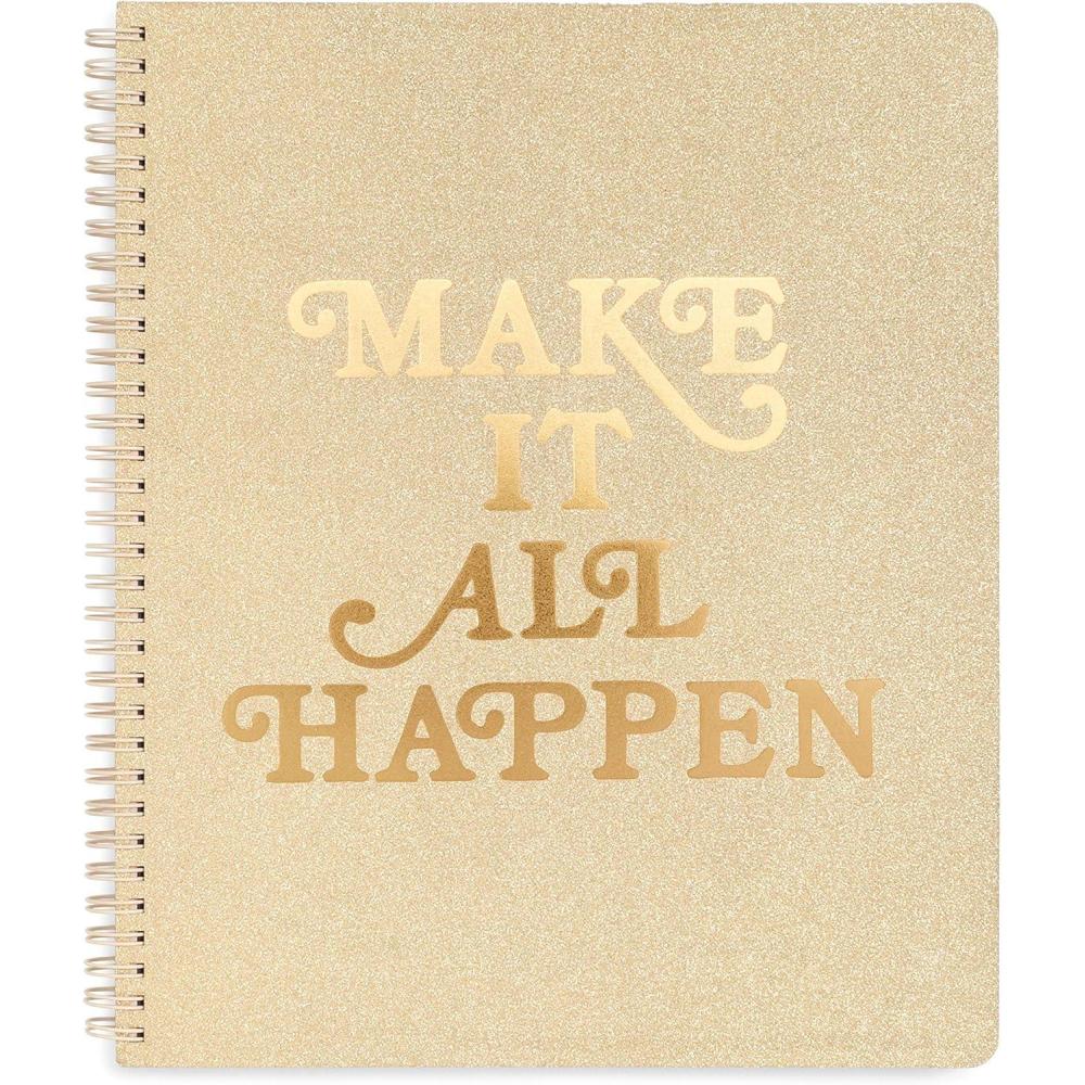 imagebando Floral Rough Draft Large Spiral Notebook 11quot x 9quot with Pockets and 160 College Ruled Pages Making It Up As I GoMake it All Happen