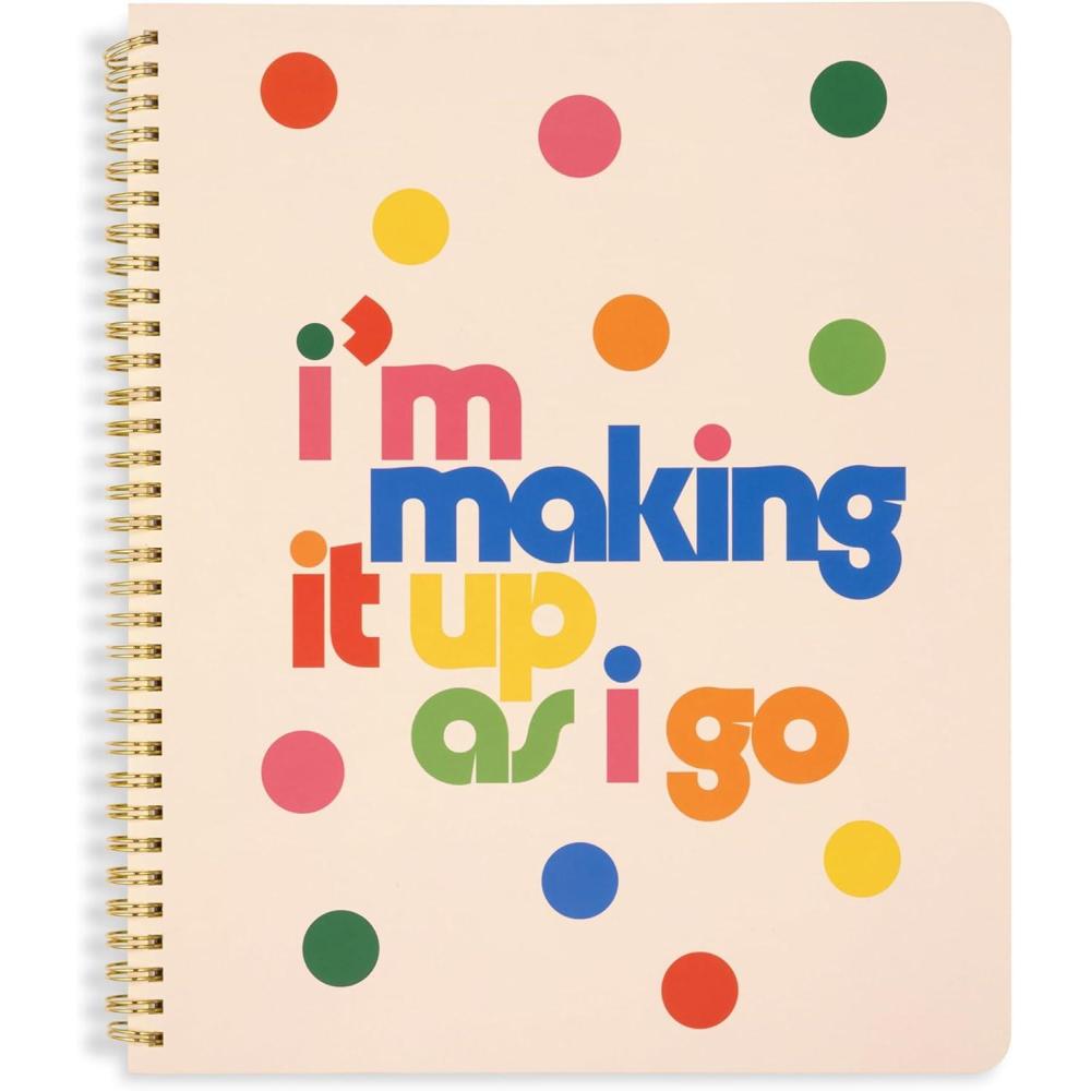 imagebando Floral Rough Draft Large Spiral Notebook 11quot x 9quot with Pockets and 160 College Ruled Pages Making It Up As I GoMaking It Up As I Go