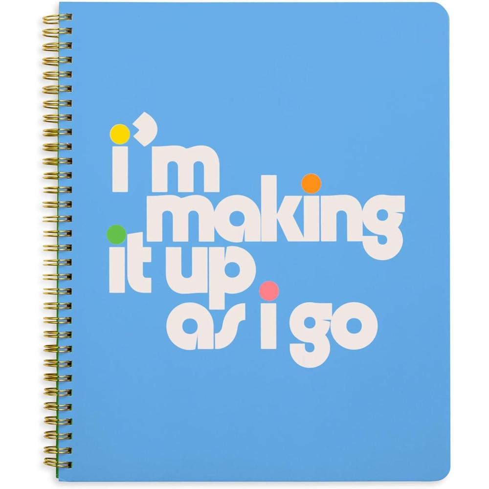 imagebando Floral Rough Draft Large Spiral Notebook 11quot x 9quot with Pockets and 160 College Ruled Pages Making It Up As I GoMaking it Up