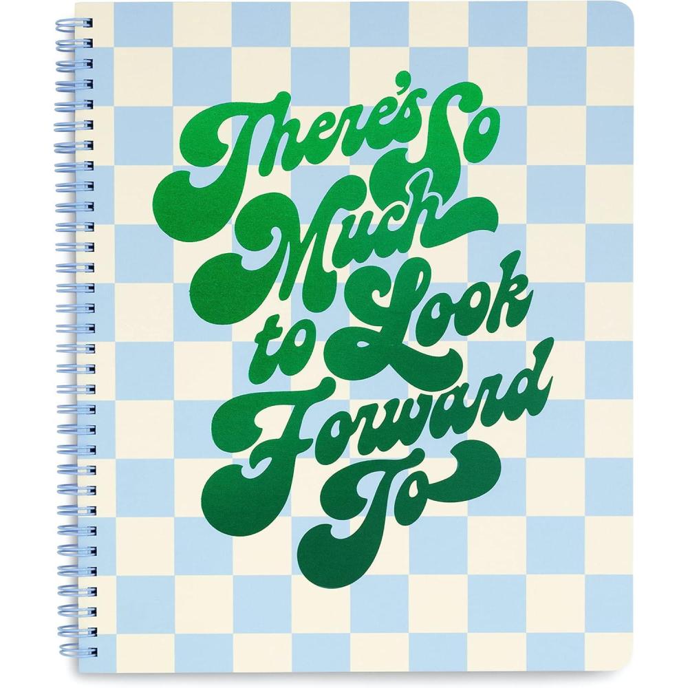 imagebando Floral Rough Draft Large Spiral Notebook 11quot x 9quot with Pockets and 160 College Ruled Pages Making It Up As I GoTheres so Much to Look Forward to