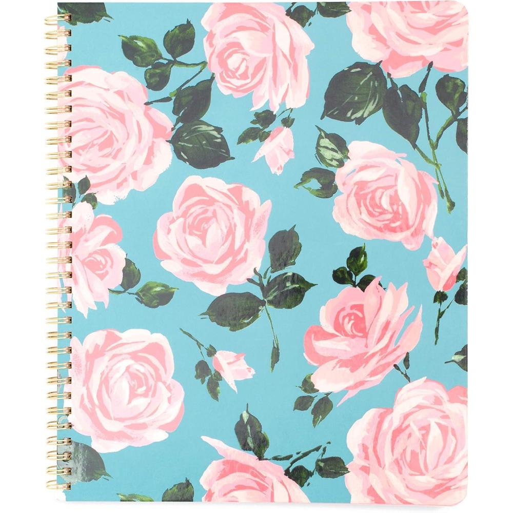imagebando Floral Rough Draft Large Spiral Notebook 11quot x 9quot with Pockets and 160 College Ruled Pages Strawberry FieldsRose Parade