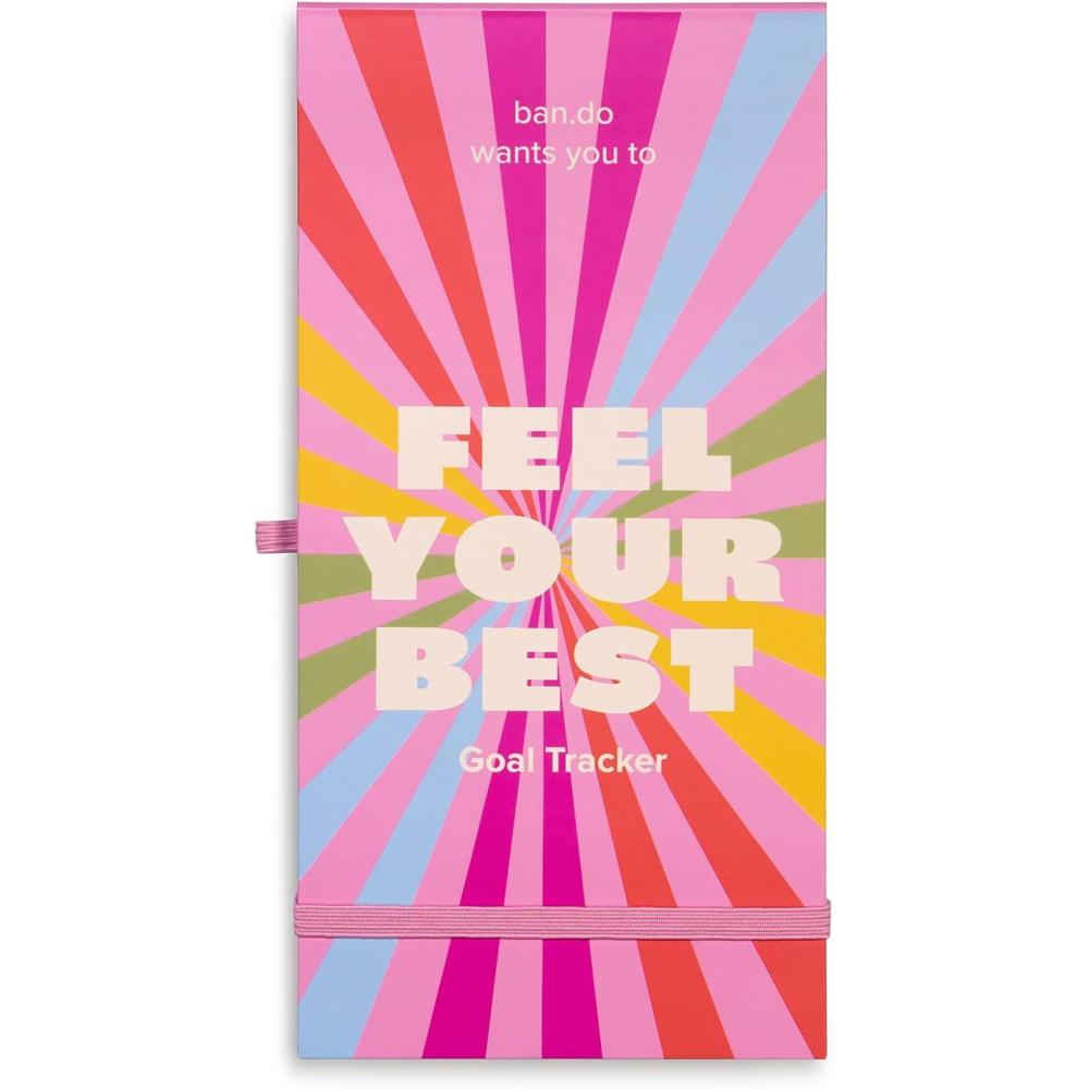 imagebando Good Intentions Goal and Habit Tracker Notepad List Pad Includes 80 Perforated Sheets Ink Pen Loop and Elastic Band Closure Feel Your Best PinkFeel Your Best Pink