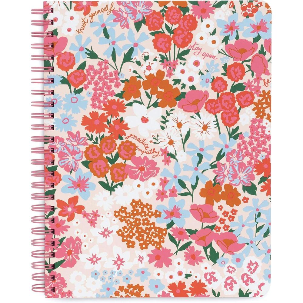 imagebando Green Floral Rough Draft Mini Spiral Notebook 9quot x 7quot with Pockets and 160 Lined Pages SuperbloomSecret Garden