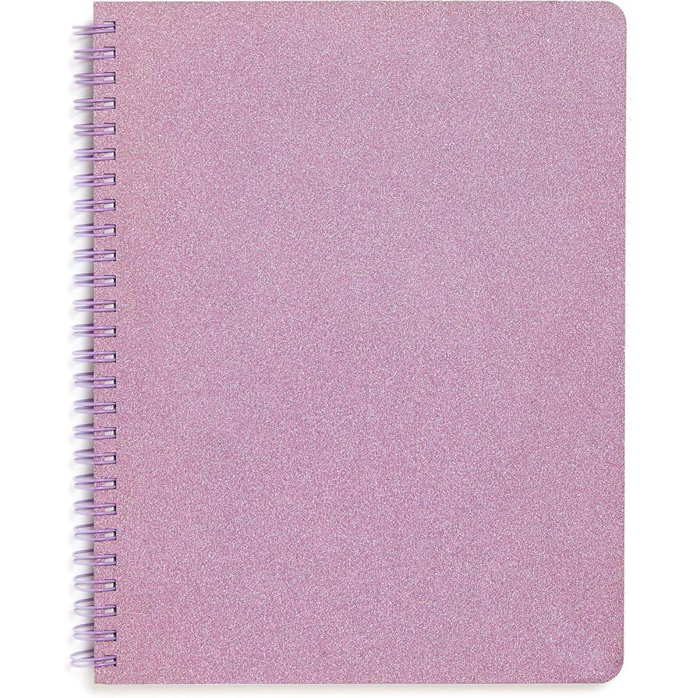 imagebando Rough Draft Mini Spiral Notebook 9quot x 7quot with Pockets and 160 Lined Pages I Am Very BusyLilac Glitter