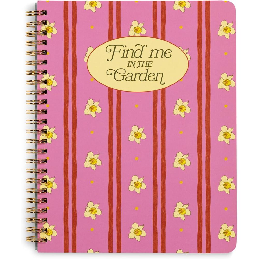 imagebando Rough Draft Mini Spiral Notebook with Saying 9quot x 7quot with Quote Pockets and 160 Lined Pages Find Me in the Garden
