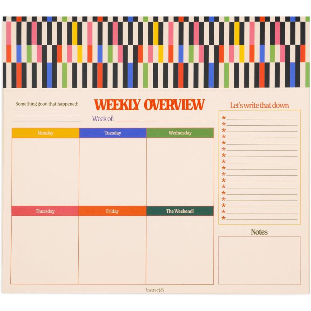 imagebando Weekly Planner Notepad Mini Desk Planner Undated Weekly Calendar Daily To Do List Notepad with 52 Sheets Mid Century Stripe