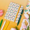 ban.do Cute Mini 5.5″ x 4.75″ Notebook Dot Grid Journal with Black Ink Pen, Tulips on Cream