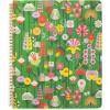 imagebando Floral Rough Draft Large Spiral Notebook 11quot x 9quot with Pockets and 160 College Ruled Pages Strawberry FieldsGeometric Flowers green