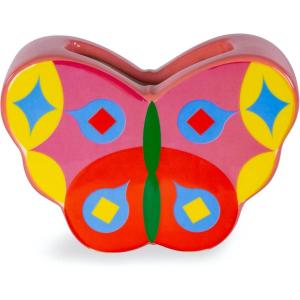 ban.do Small Decorative Vase, Colorful Ceramic Shelf Decor, Unique Vase Doubles as Pencil Cup, Butterfly