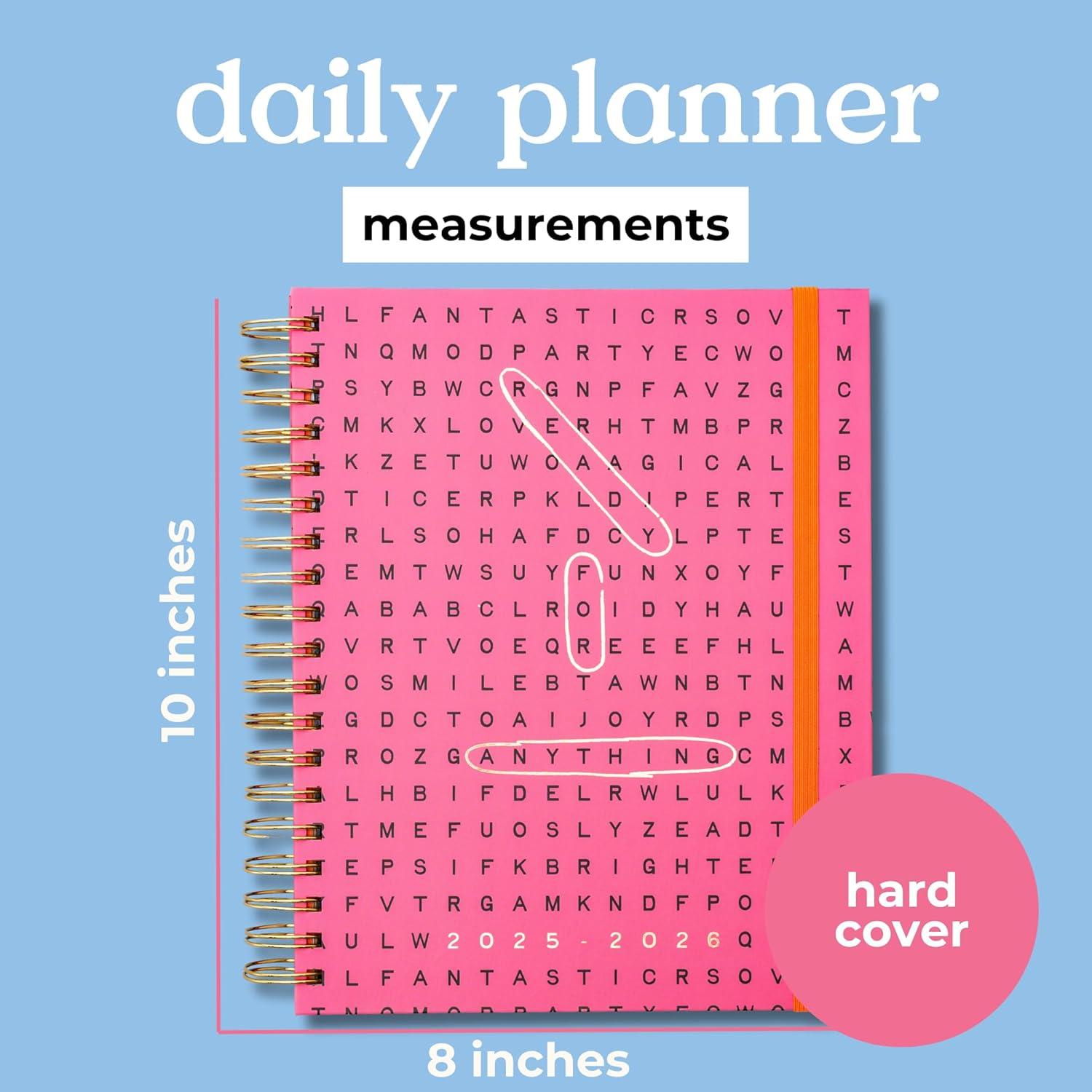 imagebando 17Month Large Daily and Weekly Planner Dated August 2025 December 2026 Hard Cover Self Care Journal Spiral Agenda with Monthly Calendar Stickers Art ampamp Bonus Pages Ivory FloralWord Search