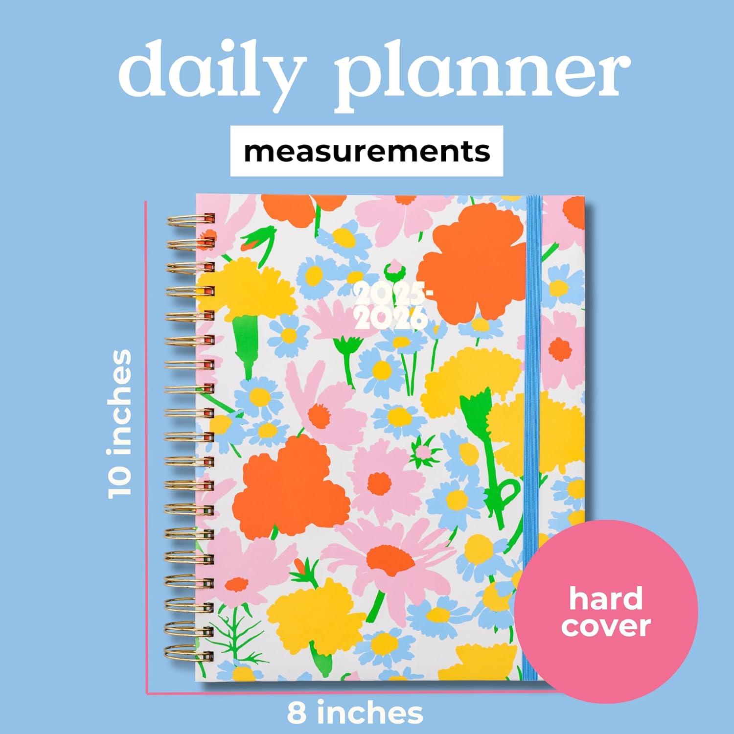 imagebando 17Month Large Daily and Weekly Planner Dated August 2025 December 2026 Hard Cover Self Care Journal Spiral Agenda with Monthly Calendar Stickers Art ampamp Bonus Pages Ivory FloralIvory Floral