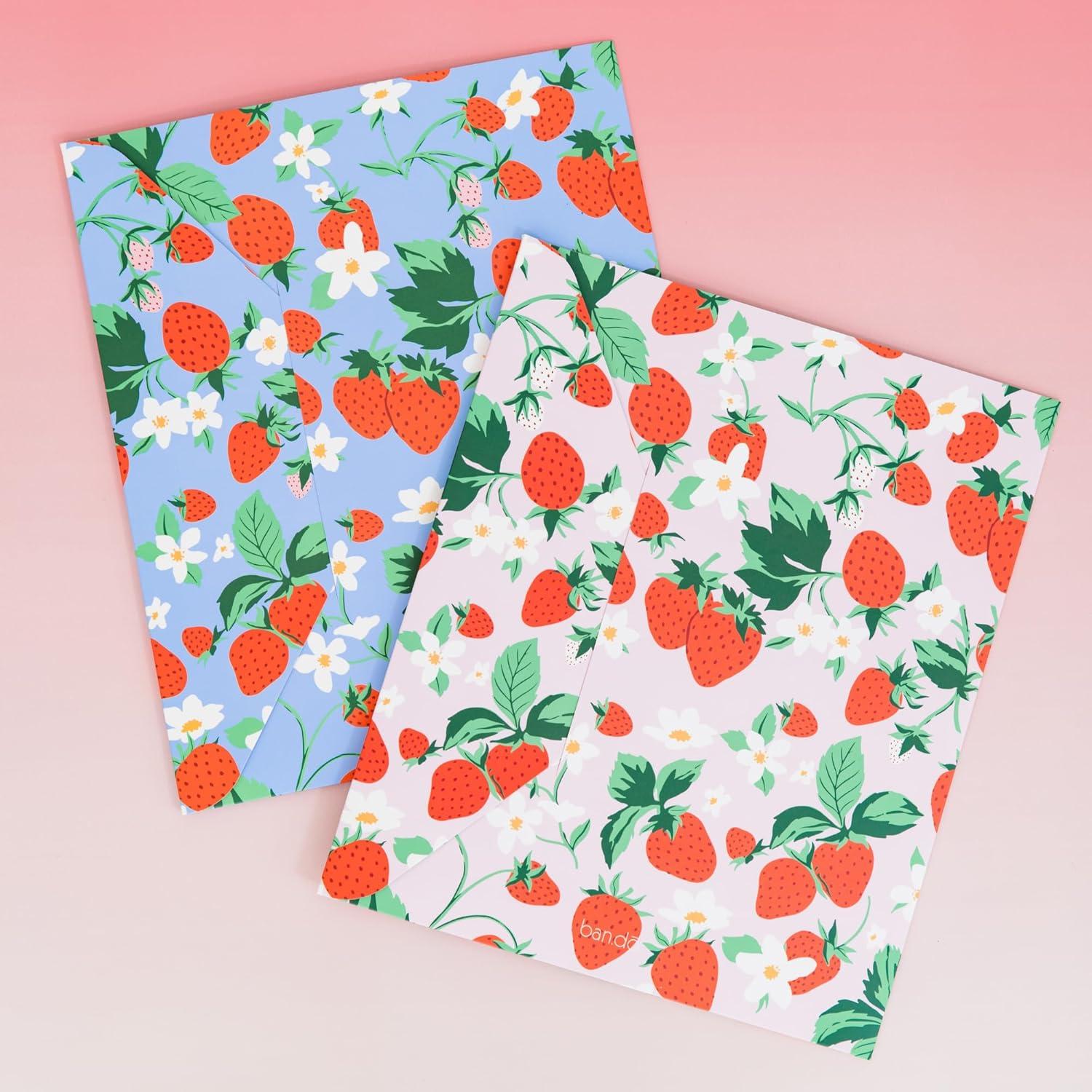 imagebando 2 Pack Folders for Documents Colored Folders with Pockets Two Pocket Folders for Letter Size Papers Strawberry Fields 2404827