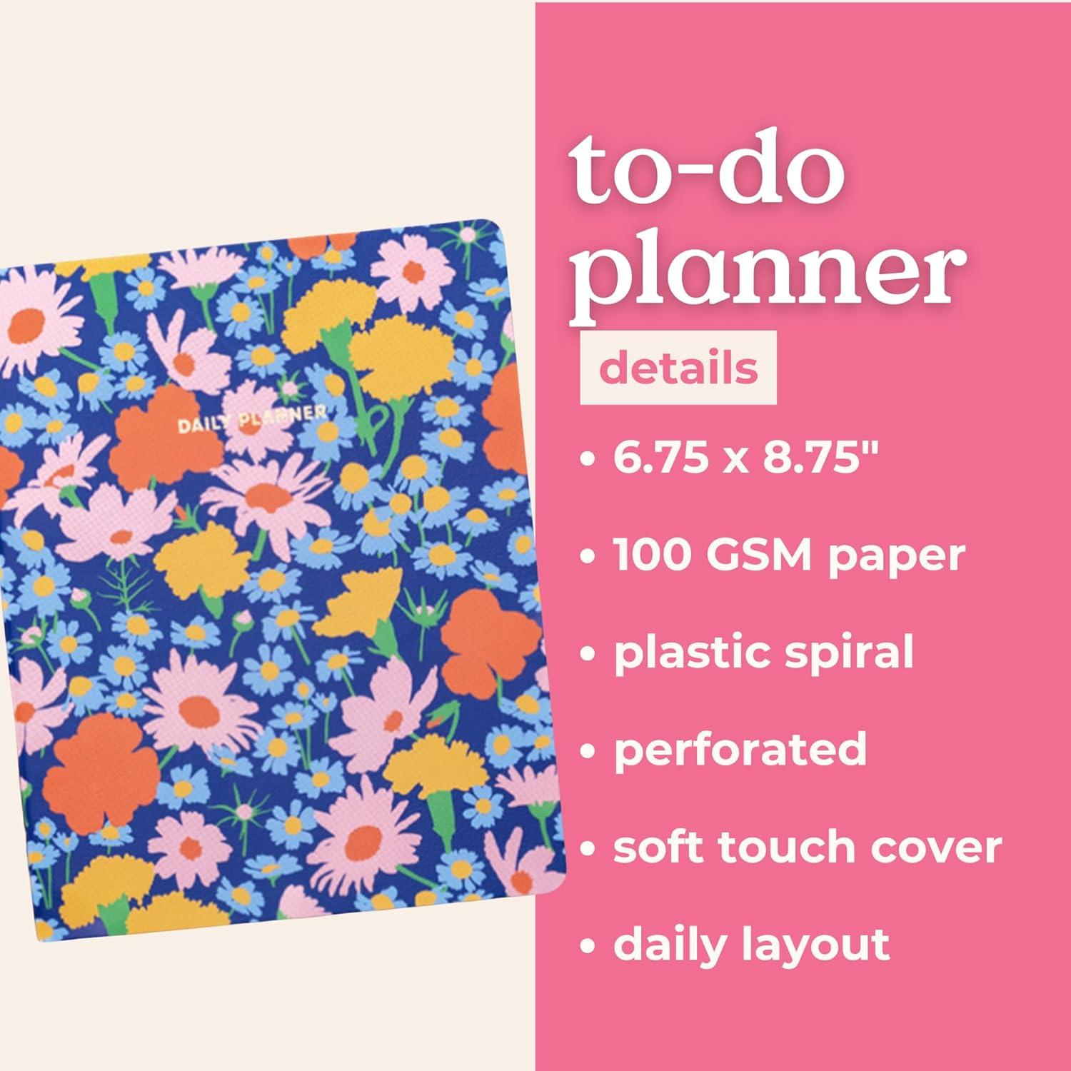 imagebando Undated Daily To Do Planner Personal Organizer Schedule Planner with Grocery List and Schedule Blue Floral
