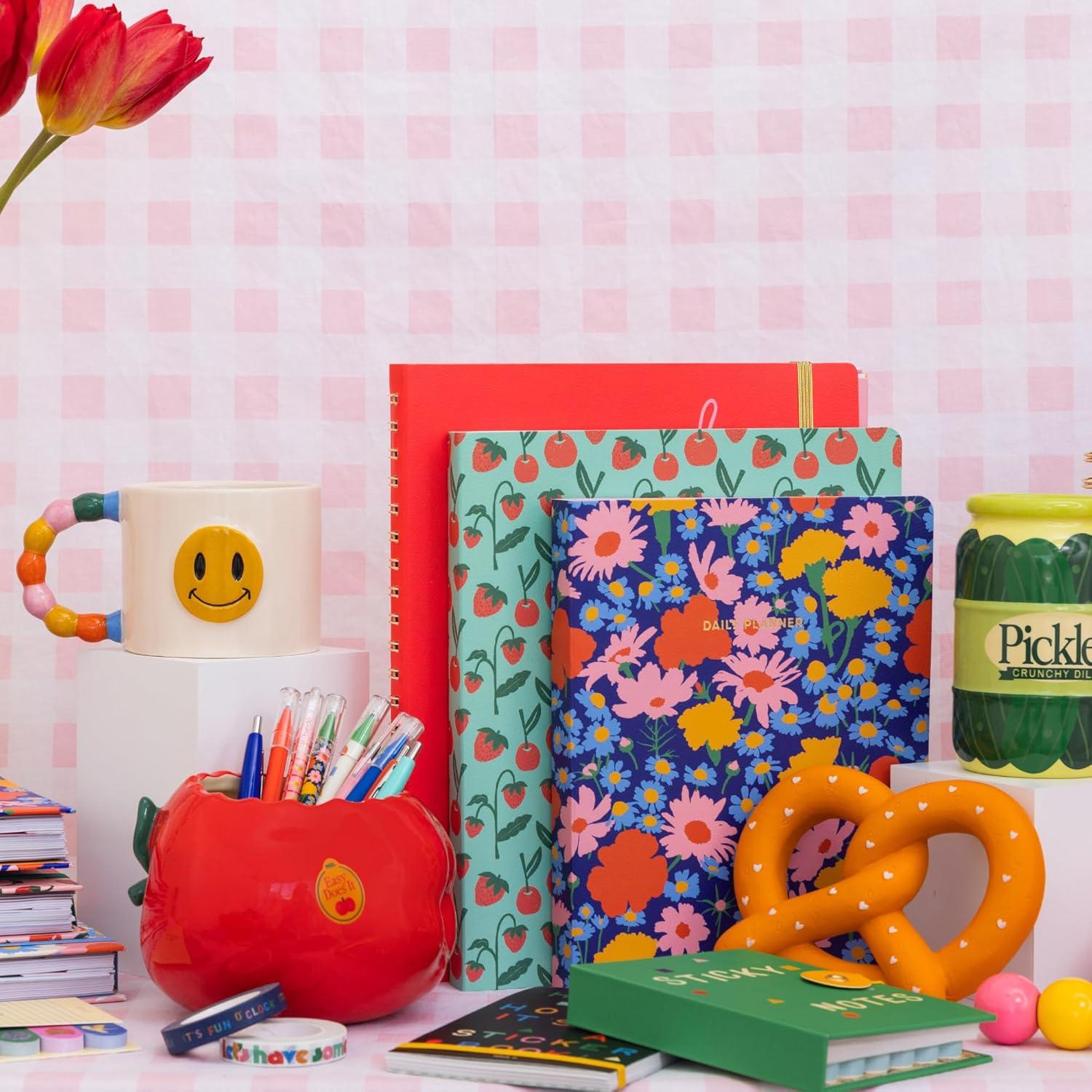 imagebando Undated Daily To Do Planner Personal Organizer Schedule Planner with Grocery List and Schedule Blue Floral