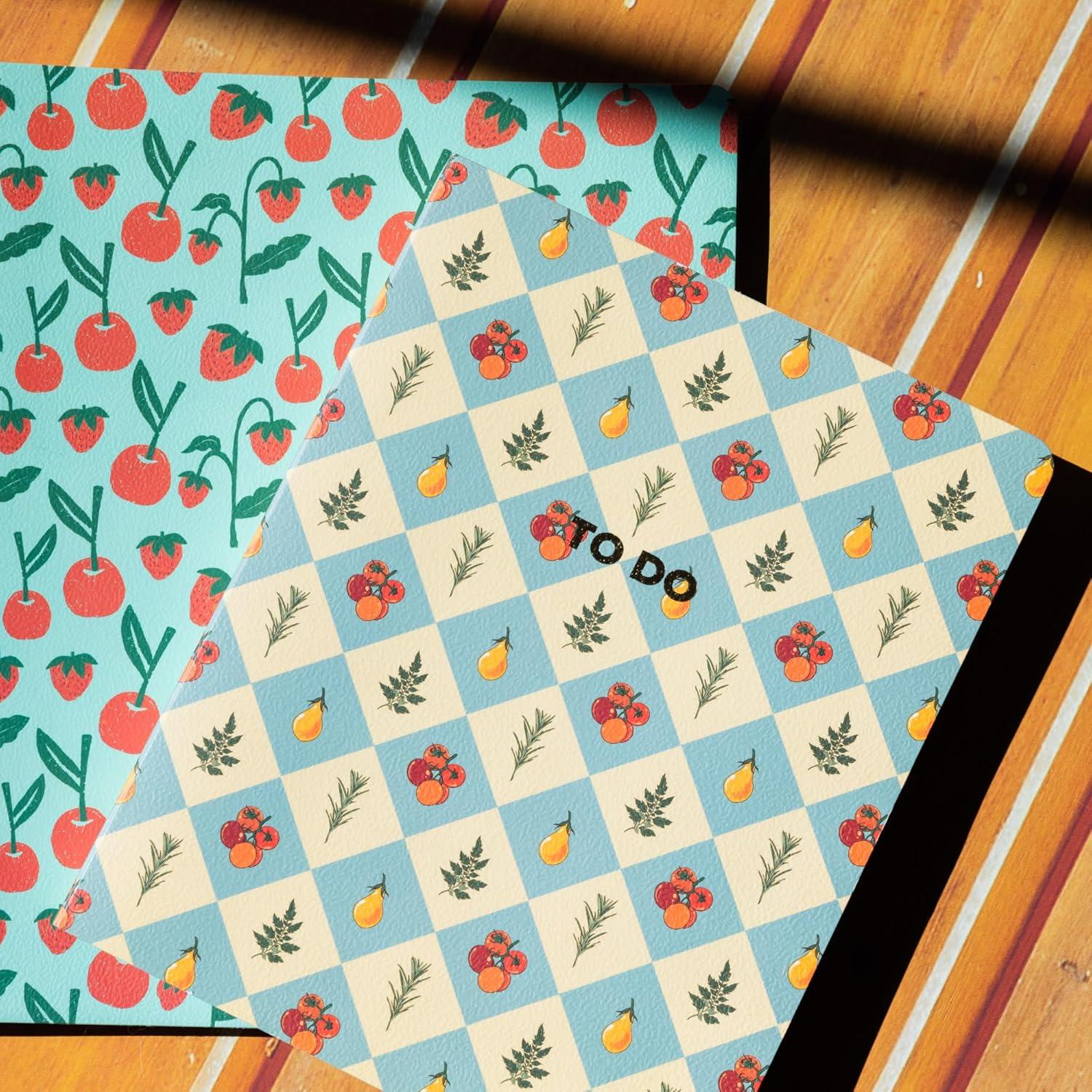 imagebando Undated Weekly Planner Concealed Spiral Notebook with Stickers ToDo Lists Guided Wellness Journal Daily Organizer for School or Office Cherries and Strawberries Teal