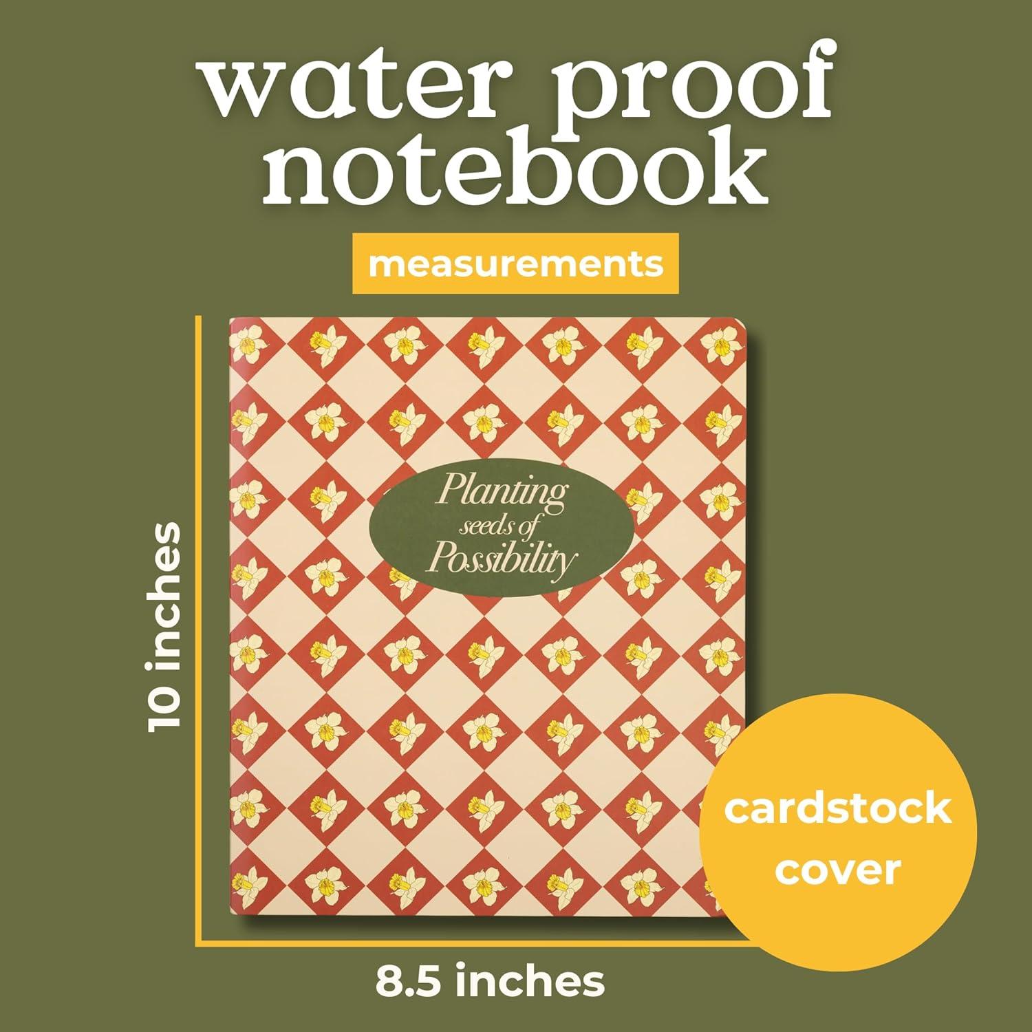 imagebando Water Proof Notebook with 146 Perforated Pages 10quot x 85quot Concealed Spiral Journal with Interior Pocket Planting Seeds of Possibility