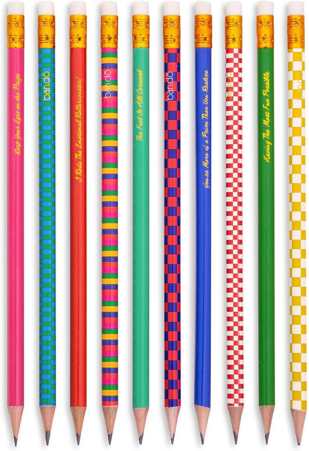 imagebando Write On Colorful Pencil Set of 10 PreSharpened 2 Graphite Pencils for Office Assorted