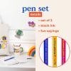ban.do Write On Black Ink Pen Set of 3, Plastic Ballpoint Pens with Clip and Sayings(Assorted)