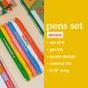 ban.do Write On Rainbow Colored Gel Pen Set of 6, Plastic Click Pens with Non-Toxic Colorful Ink and Pocket Clips, Assorted Color Quotes