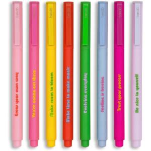 ban.do 8 Count Colored Pens, Fine Tip Pens with Assorted Ink Colors, Write On Felt Tip Pens for Journaling or Note Taking, Assorted