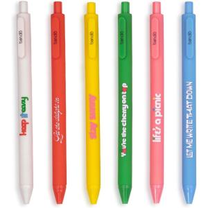 ban.do Write On Rainbow Colored Gel Pen Set of 6, Plastic Click Pens with Non-Toxic Colorful Ink and Pocket Clips, Assorted Color Quotes
