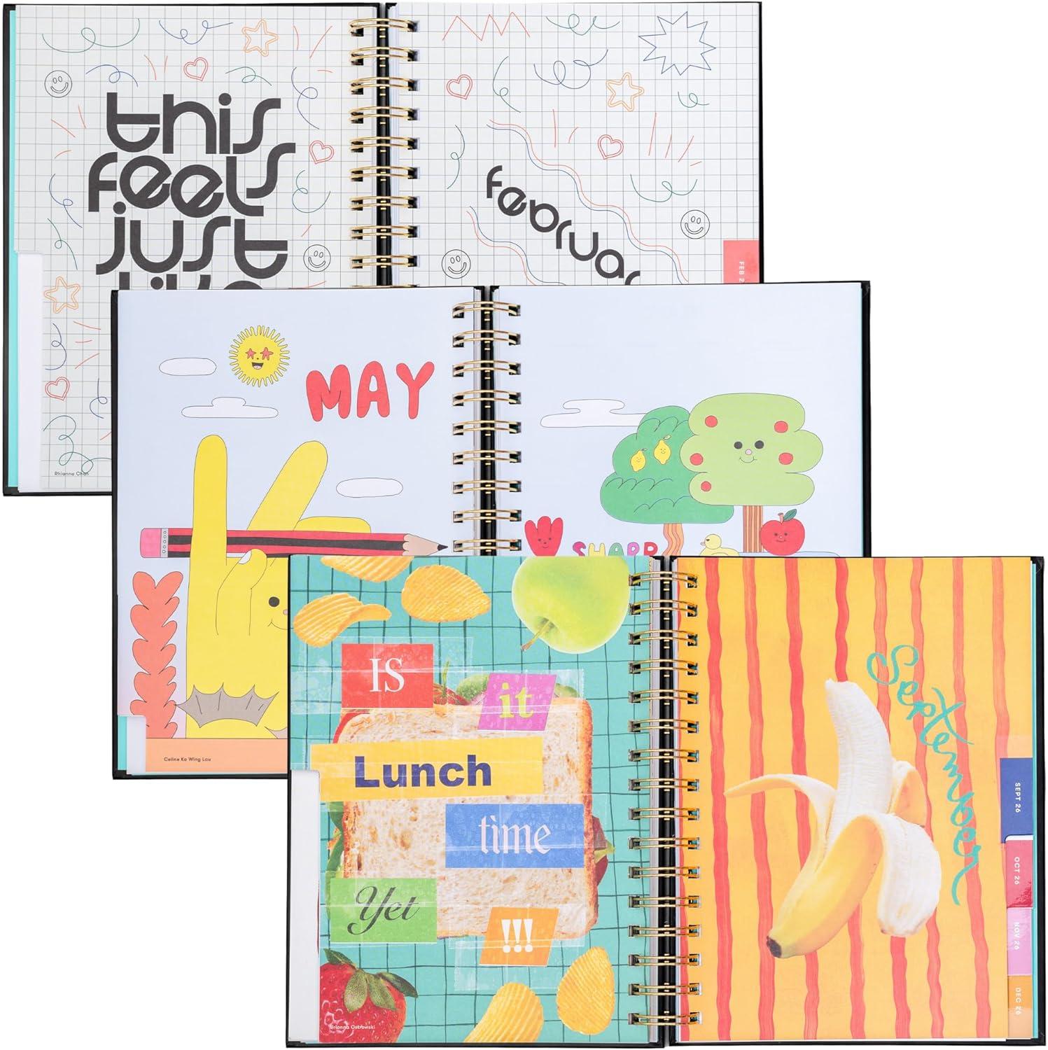 imagebando 12Month Medium Daily and Weekly Planner Dated January 2026 December 2026 Hard Cover Self Care Journal Spiral Agenda with Monthly Calendar Stickers Art ampamp Bonus Pages Green PlaidGreen Plaid