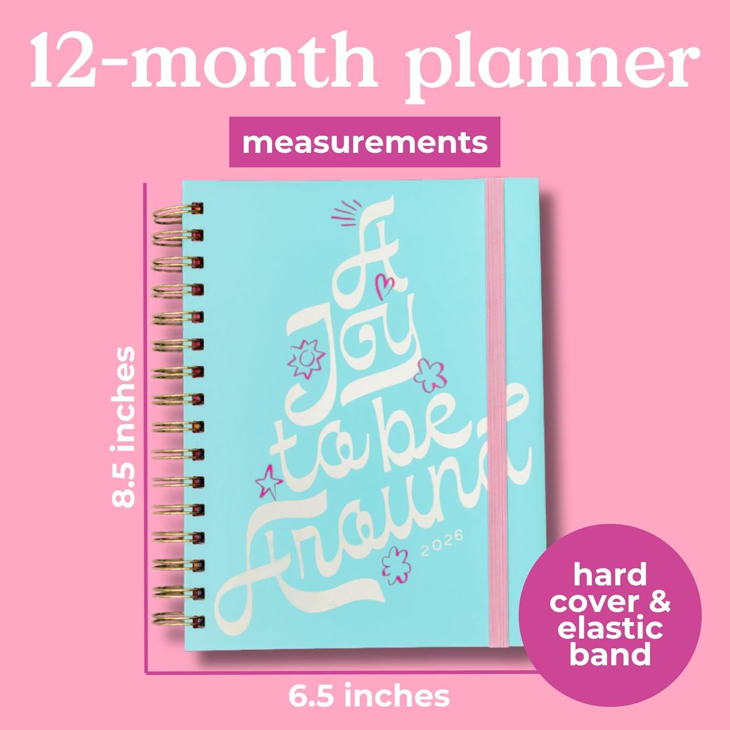 imagebando 12Month Medium Daily and Weekly Planner Dated January 2026 December 2026 Hard Cover Self Care Journal Spiral Agenda with Monthly Calendar Stickers Art ampamp Bonus Pages Green PlaidA Joy to Be Around