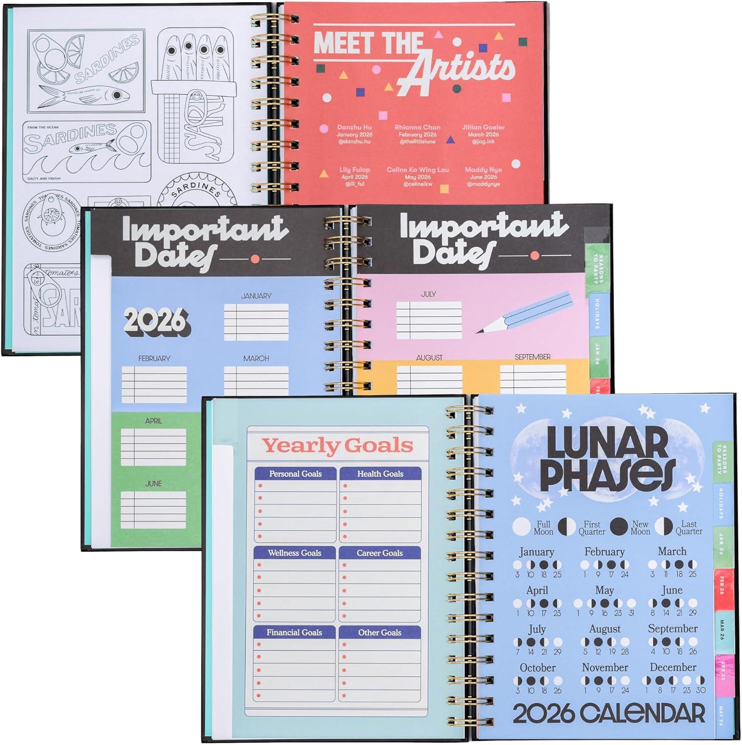 imagebando 12Month Medium Daily and Weekly Planner Dated January 2026 December 2026 Hard Cover Self Care Journal Spiral Agenda with Monthly Calendar Stickers Art ampamp Bonus Pages Green PlaidA Joy to Be Around