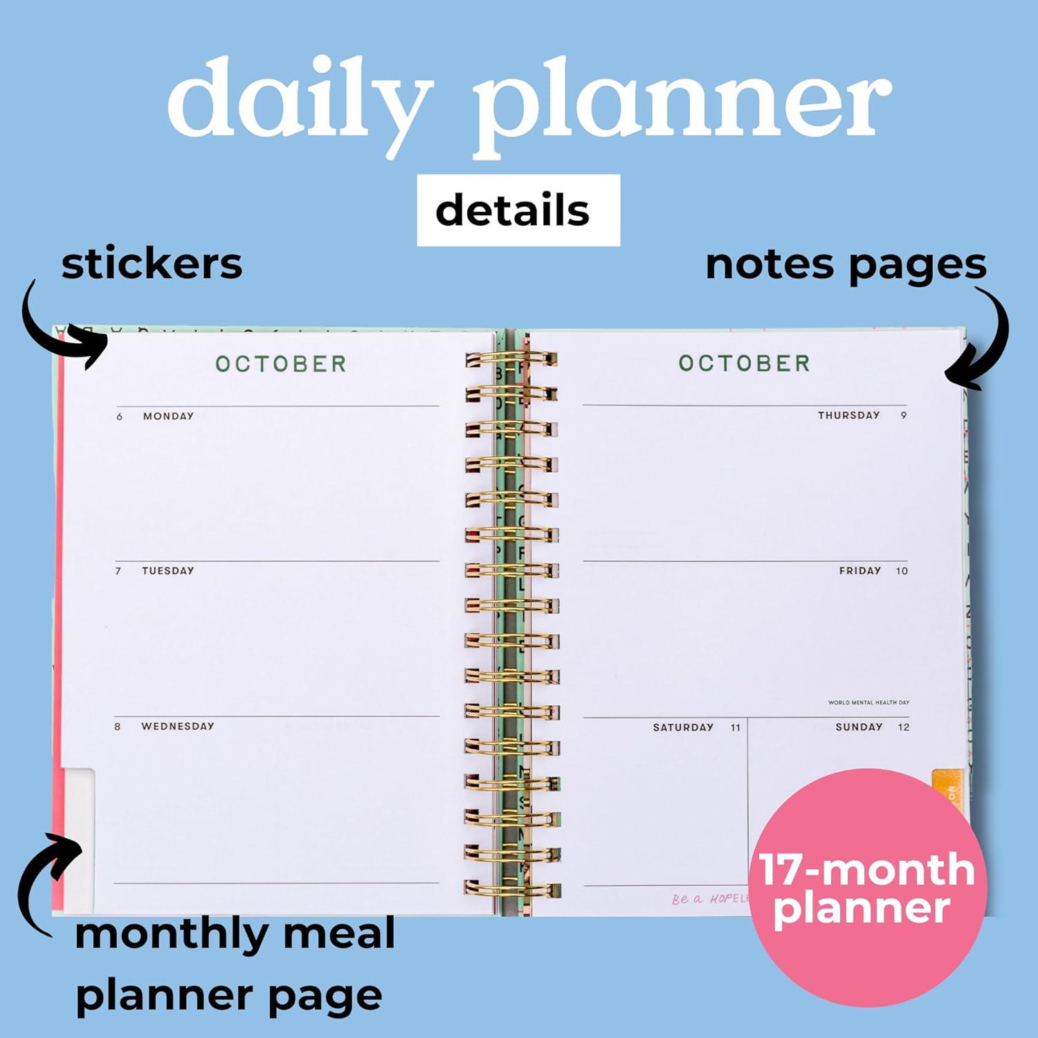 imagebando 17Month Medium Daily and Weekly Planner August 2025 December 2026 Hard Cover Spiral Agenda with Monthly Calendar Stickers Art ampamp Bonus Pages Cherries and StrawberriesConnect the Dots