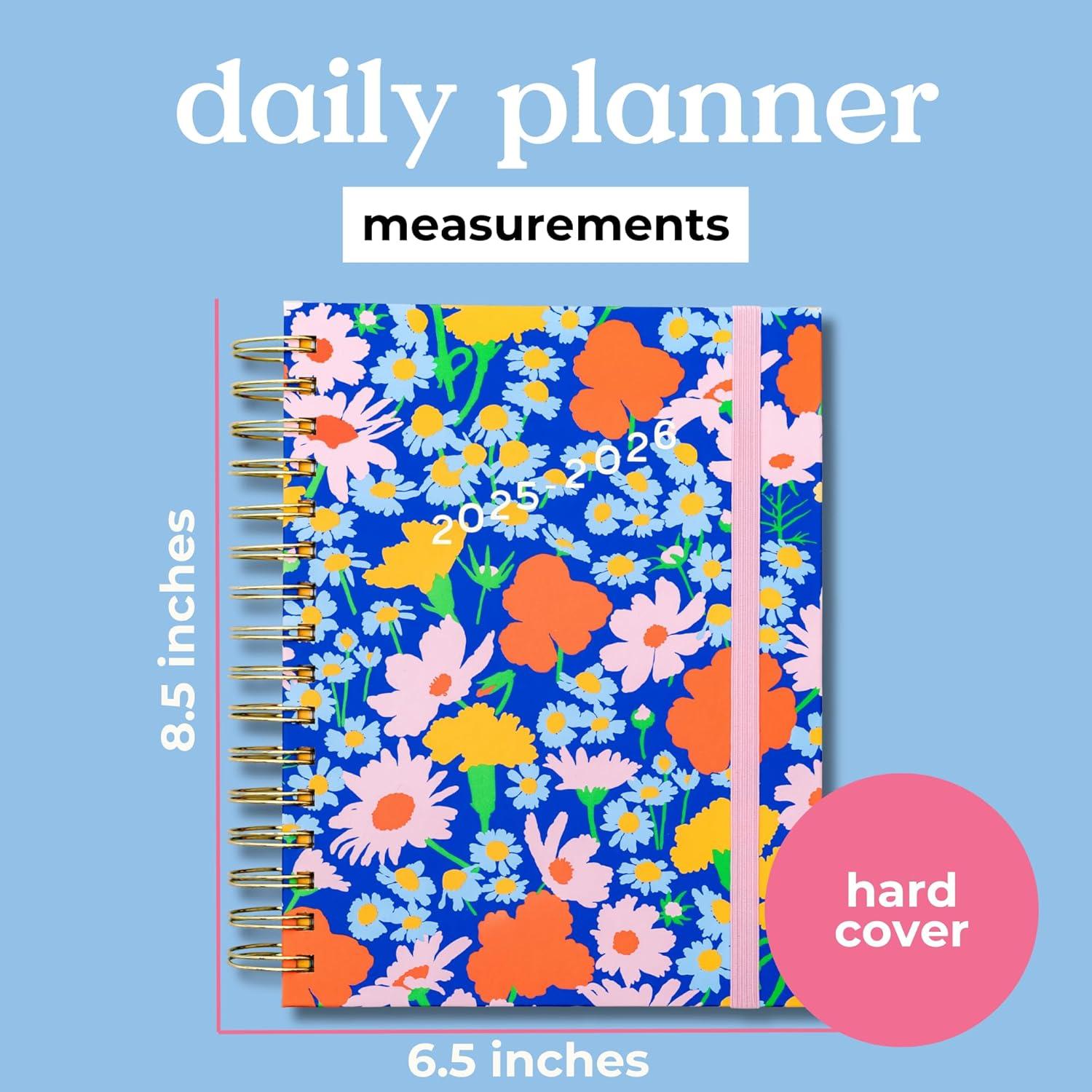 imagebando 17Month Medium Daily and Weekly Planner August 2025 December 2026 Hard Cover Spiral Agenda with Monthly Calendar Stickers Art ampamp Bonus Pages Cherries and StrawberriesBlue Floral