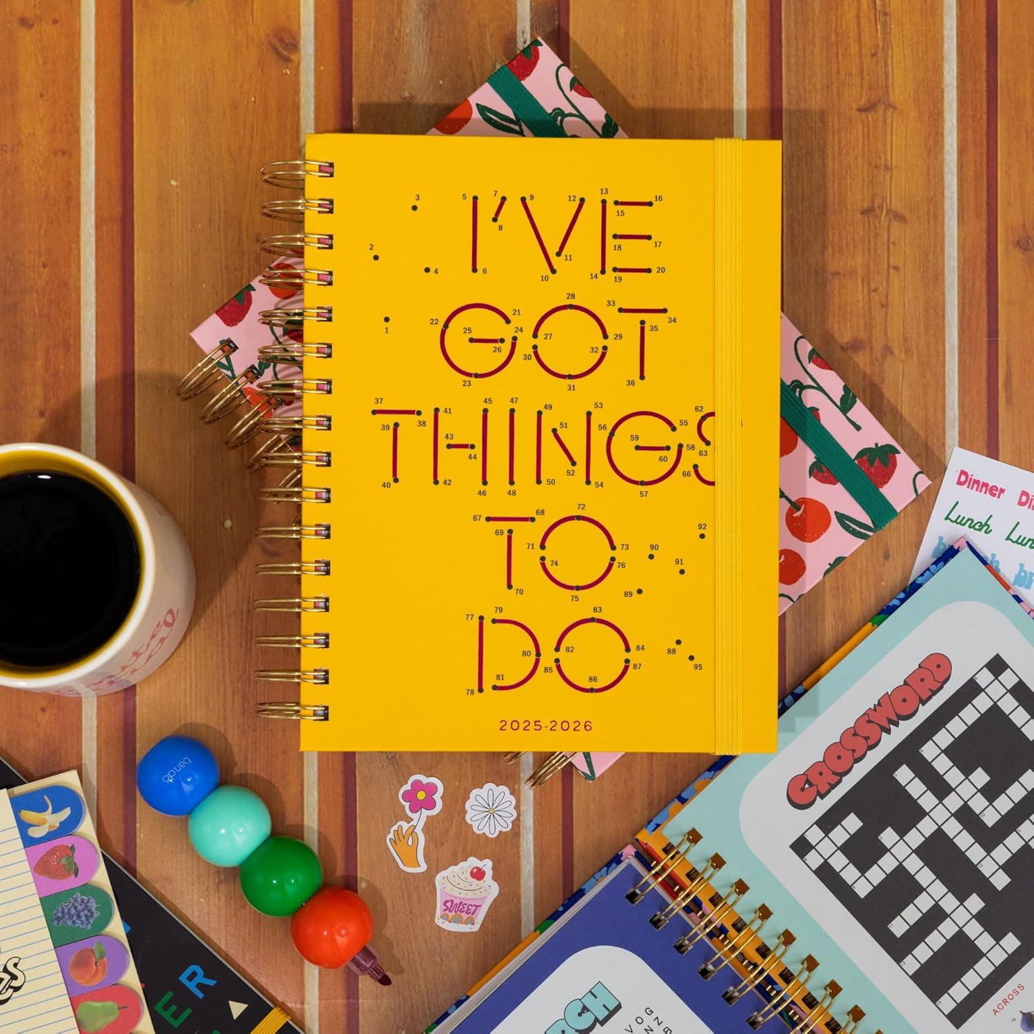 imagebando 17Month Medium Daily and Weekly Planner August 2025 December 2026 Hard Cover Spiral Agenda with Monthly Calendar Stickers Art ampamp Bonus Pages Cherries and StrawberriesConnect the Dots