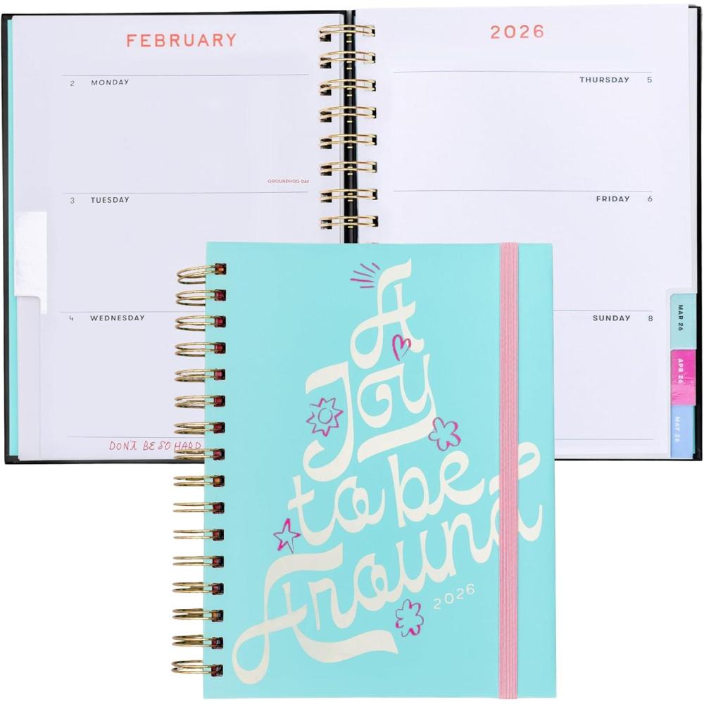 imagebando 12Month Medium Daily and Weekly Planner Dated January 2026 December 2026 Hard Cover Self Care Journal Spiral Agenda with Monthly Calendar Stickers Art ampamp Bonus Pages Green PlaidA Joy to Be Around