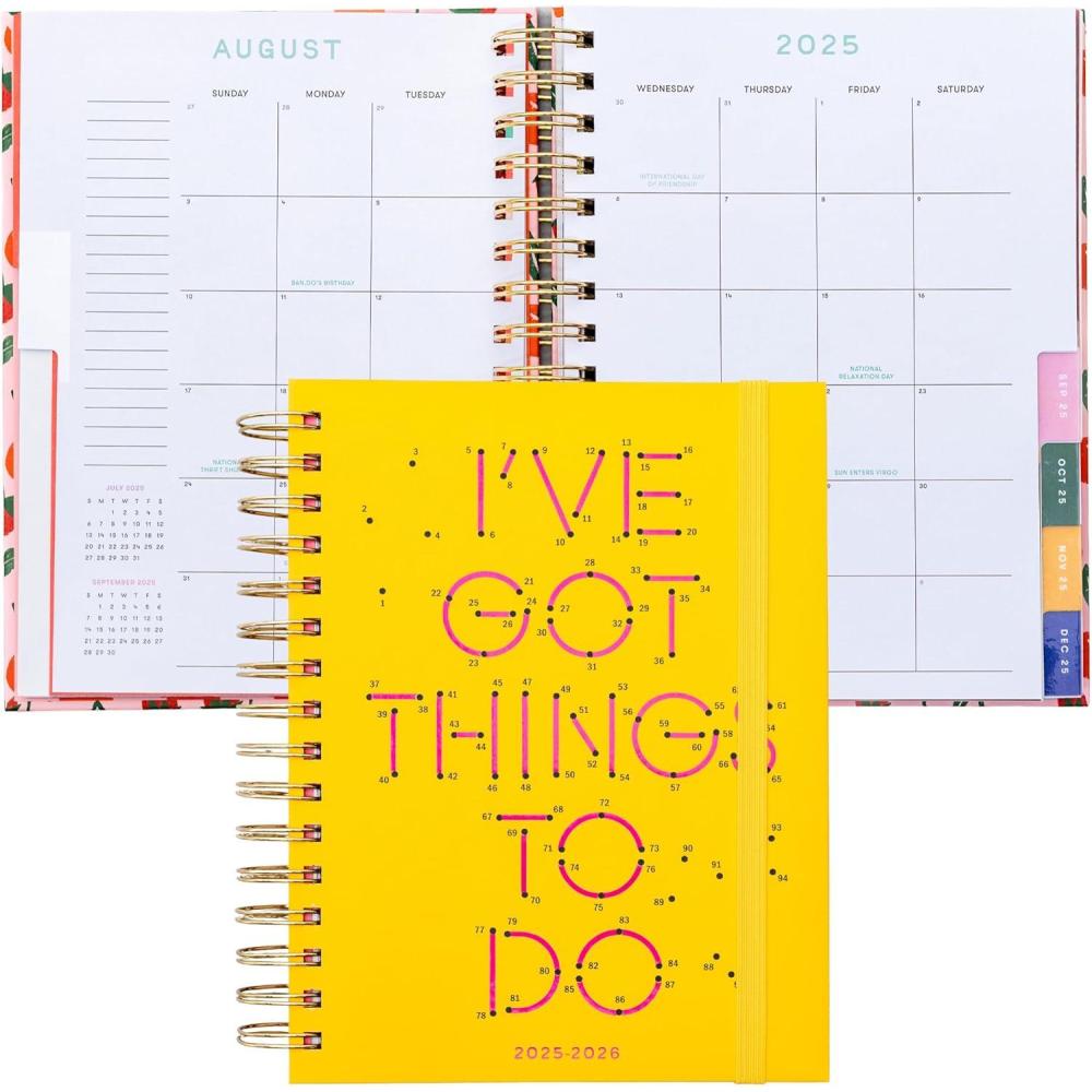 imagebando 17Month Medium Daily and Weekly Planner August 2025  December 2026 Hard Cover Spiral Agenda with Monthly Calendar Stickers Art ampamp Bonus Pages Cherries and StrawberriesConnect the Dots