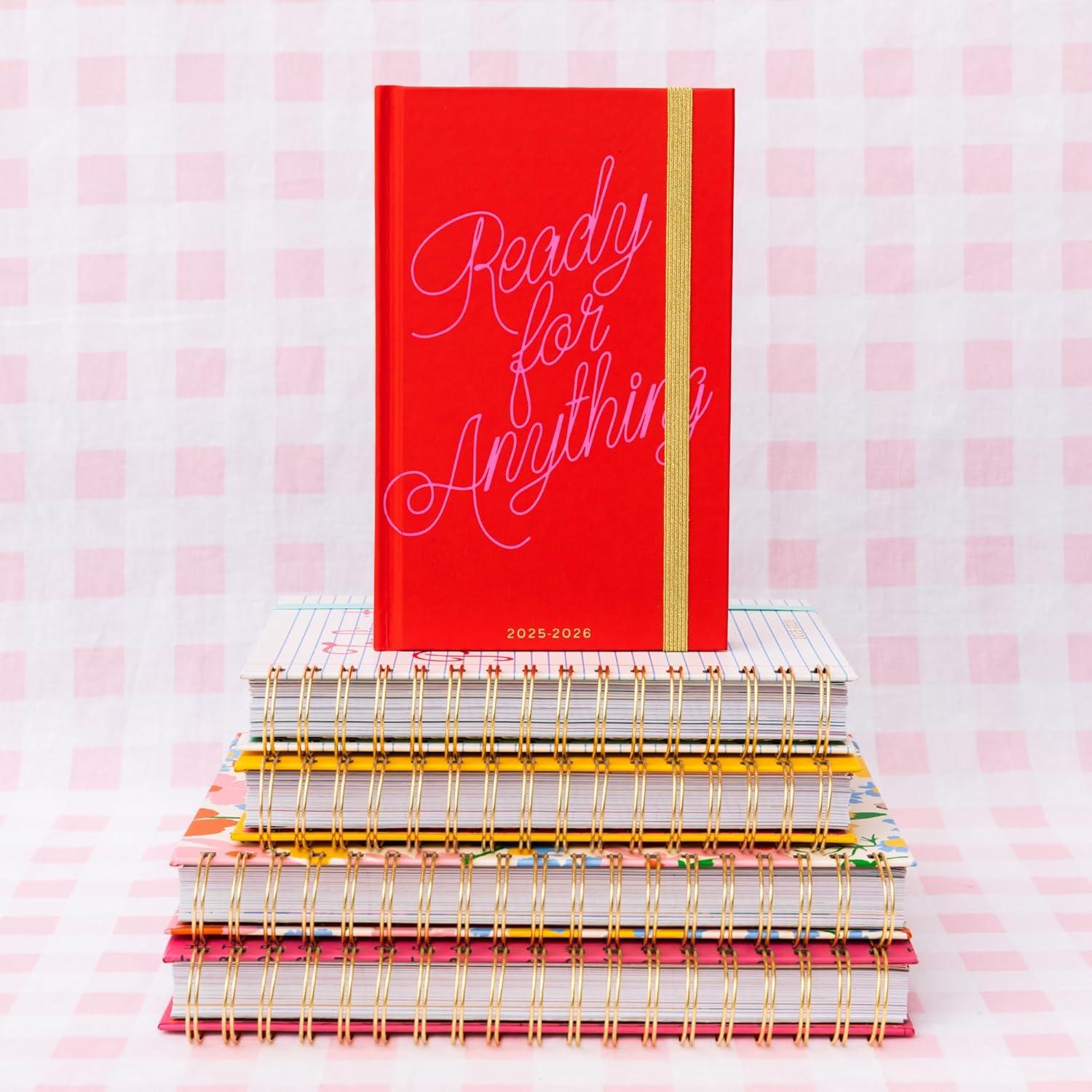 imagebando 17Month Classic Daily and Weekly Planner Dated August 2025 December 2026 Hard Cover Self Care Journal Agenda with Monthly Calendar Stickers Art ampamp Bonus Pages Ready for Anything RedReady For Anything Red