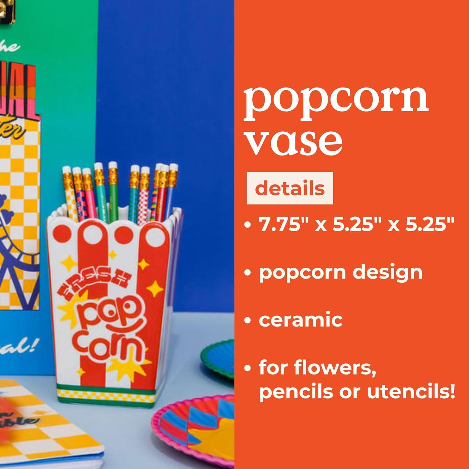 imagebando Decorative Ceramic Vase Tall Vase for Centerpiece Popcorn Bucket Unique Vase for HomeKitchenOffice Decor Popcorn Bag