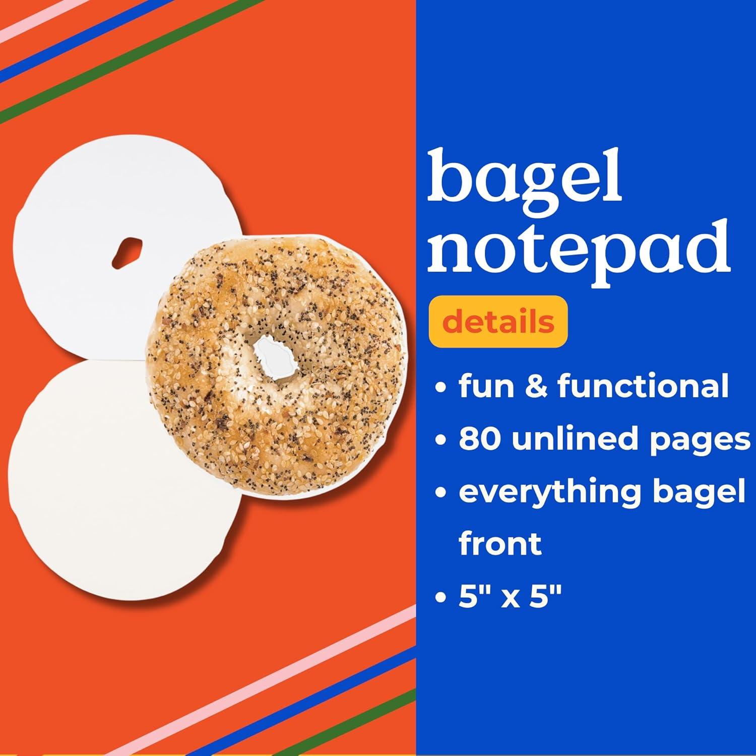 imagebando Fun Novelty Food Theme Stationery Small Size Flip Bagel Notepad Everything Bagel
