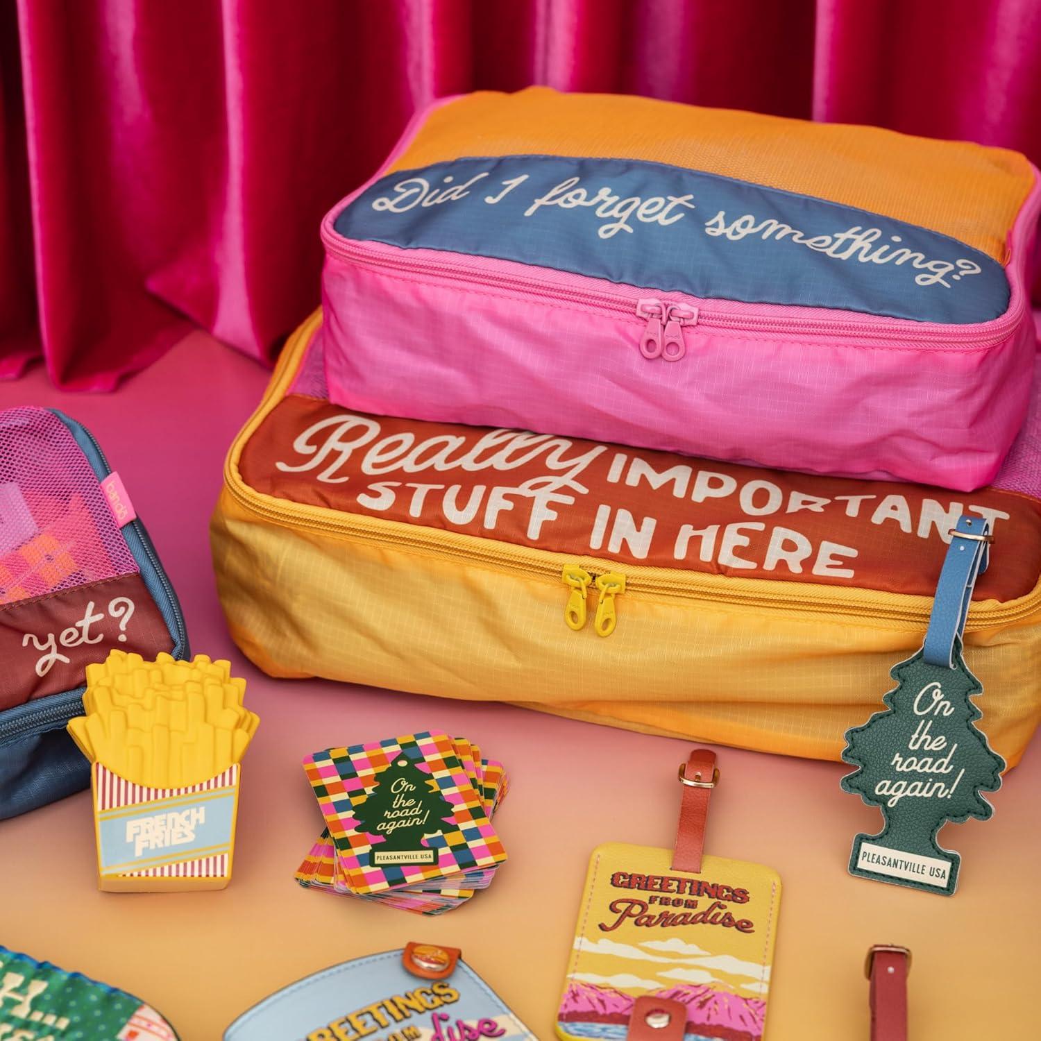 imagebando Getaway Polyester and Mesh Packing Cube Set Includes 4 Foldable Luggage Organizers in Various Sizes Really Important StuffReally Important Stuff