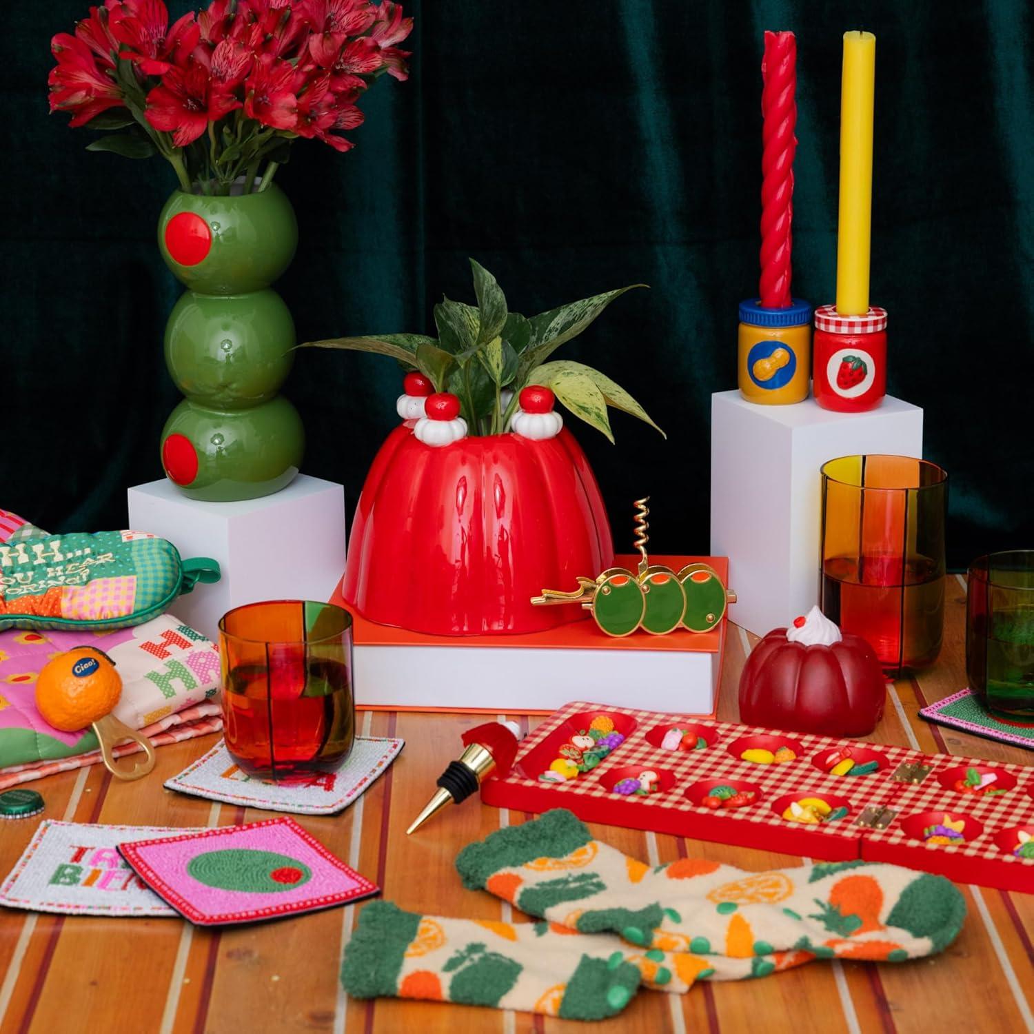 imagebando Non Slip Socks Fuzzy Socks for Women One Size Fits Most Crew Socks with Grippers Veggies