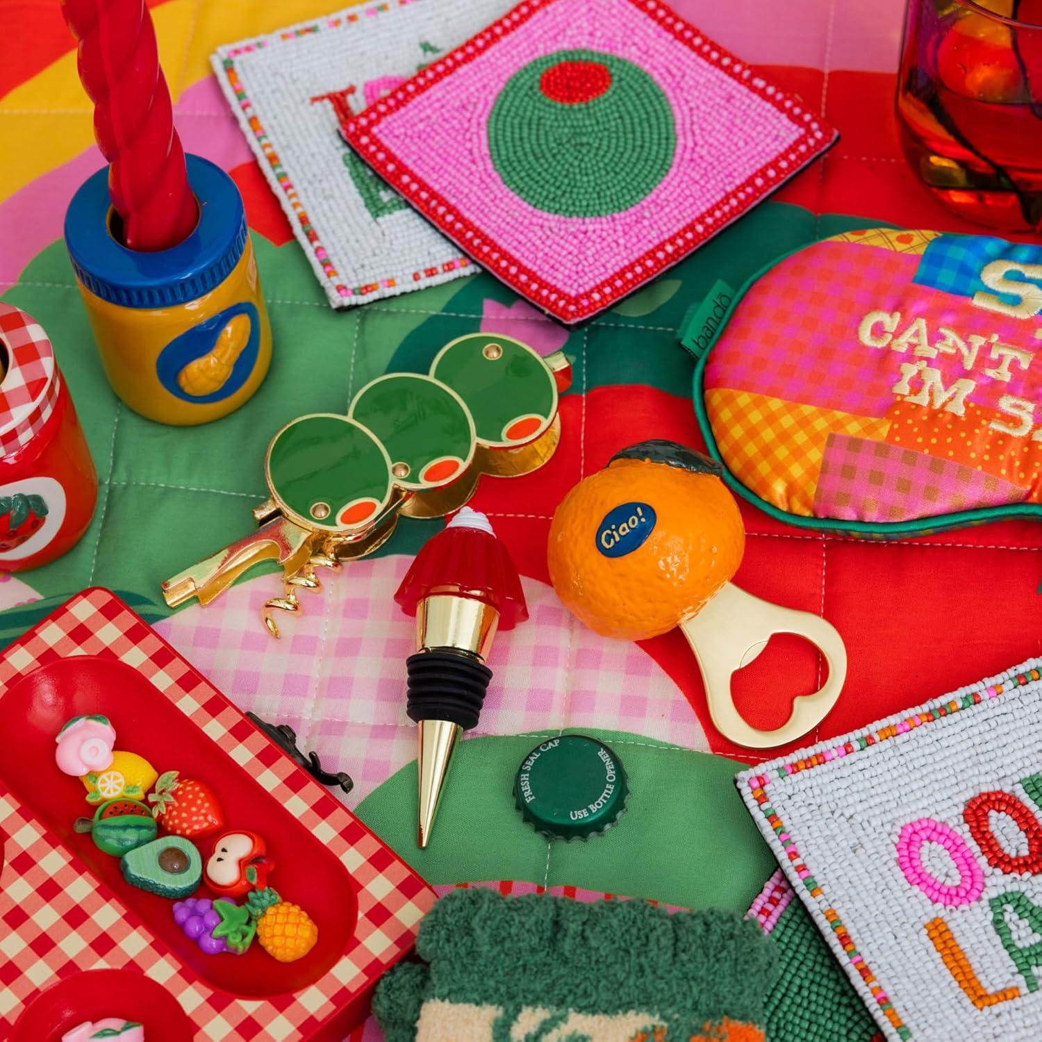 imagebando Novelty Martini Olive Corkscrew and Bottle Opener Aesthetic Barware and Cocktail Tools Olives