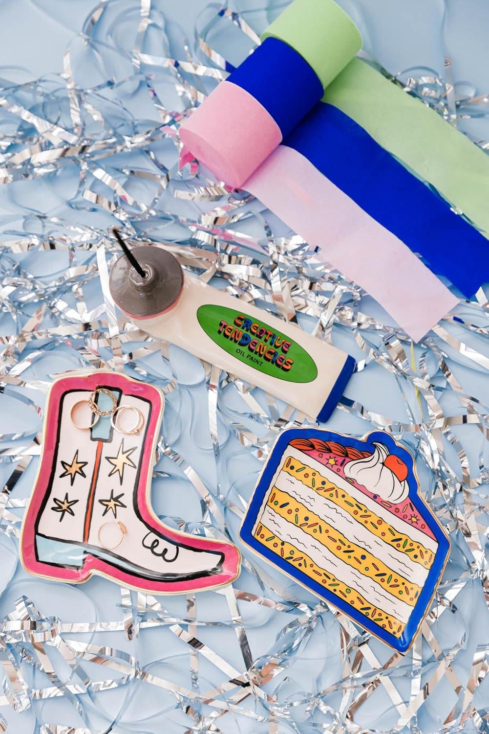 imagebando Novelty Trinket Tray Ceramic Jewelry Dish Small Decorative Tray for Keys or Decor Cute Catchall Tray CakeCake