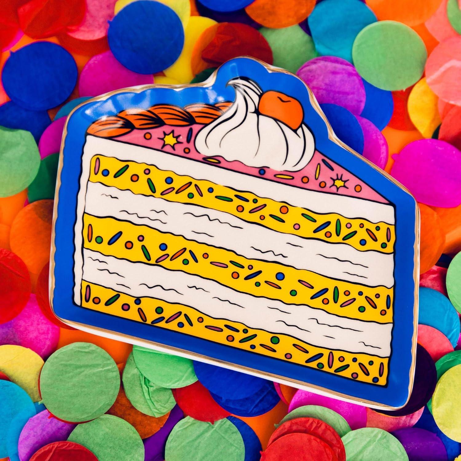 imagebando Novelty Trinket Tray Ceramic Jewelry Dish Small Decorative Tray for Keys or Decor Cute Catchall Tray CakeCake