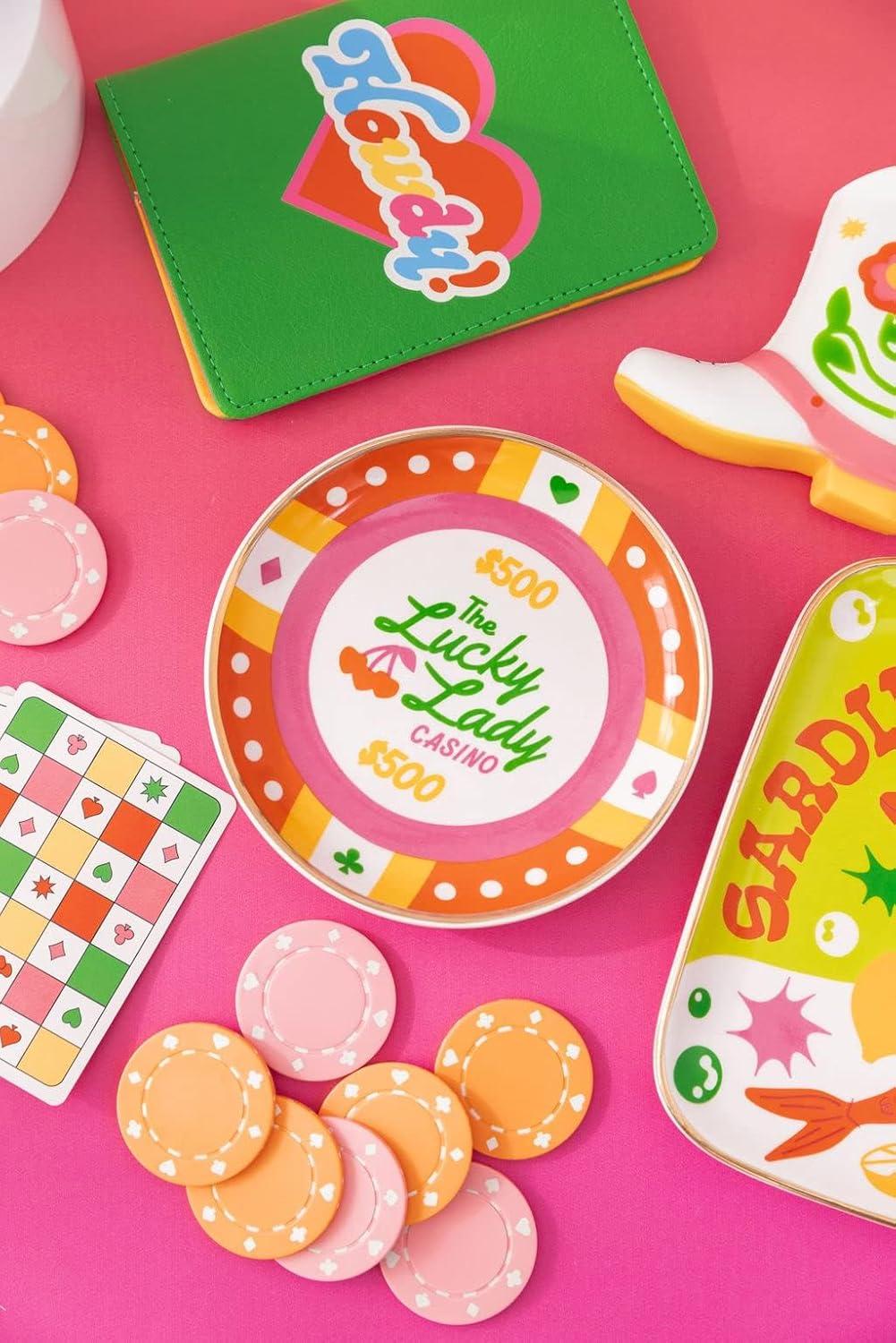 imagebando Novelty Trinket Tray Ceramic Jewelry Dish Small Decorative Tray for Keys or Decor Cute Catchall Tray CakeLucky Lady