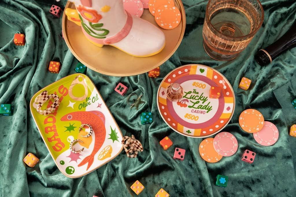 imagebando Novelty Trinket Tray Ceramic Jewelry Dish Small Decorative Tray for Keys or Decor Cute Catchall Tray CakeLucky Lady