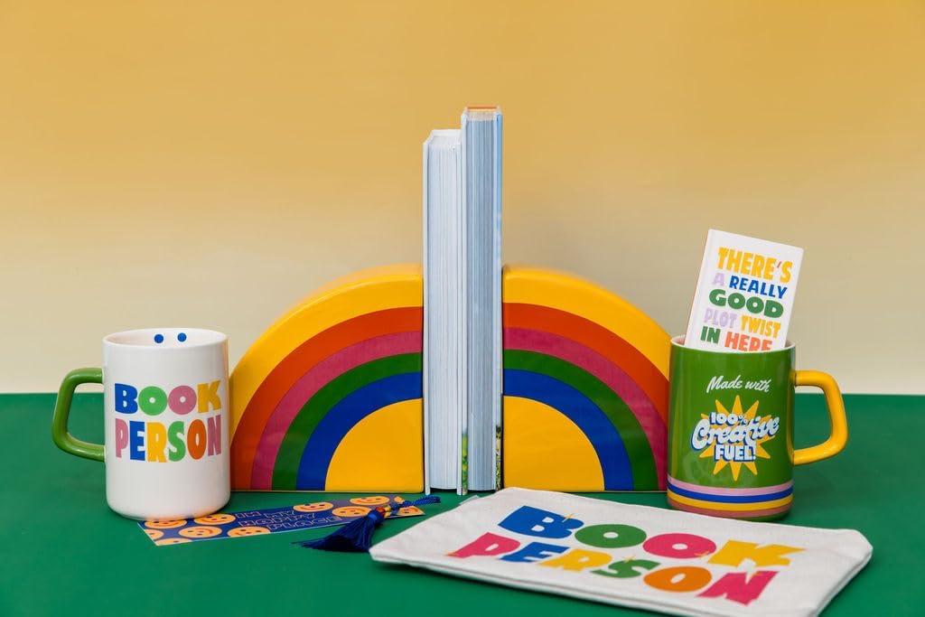 imagebando Rainbow Book Ends Ceramic Cute Bookends for Girl Room Decor Rainbow