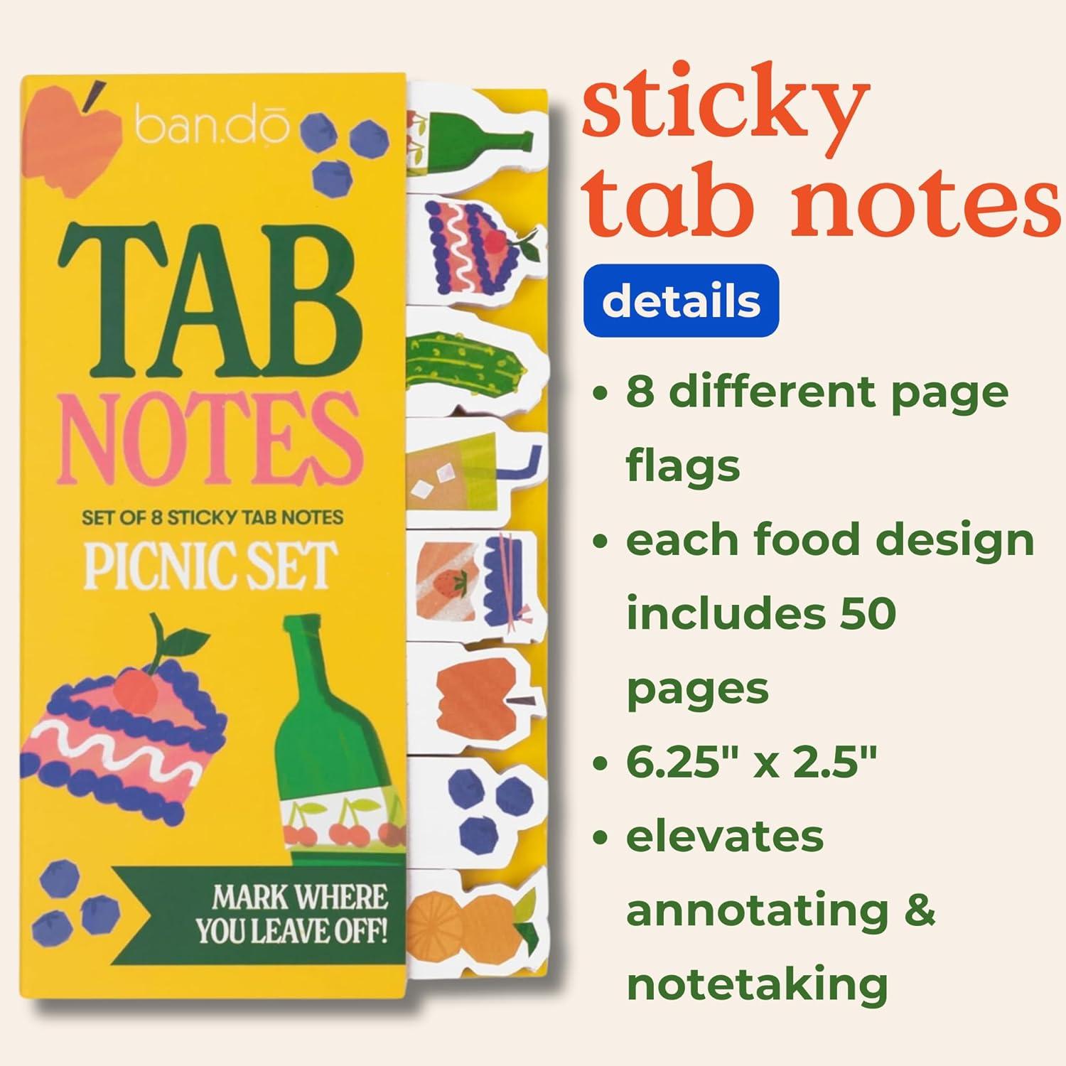 imagebando Sticky Tab Notes with Food Theme Novelty Page Flags for Annotating Picnic Set