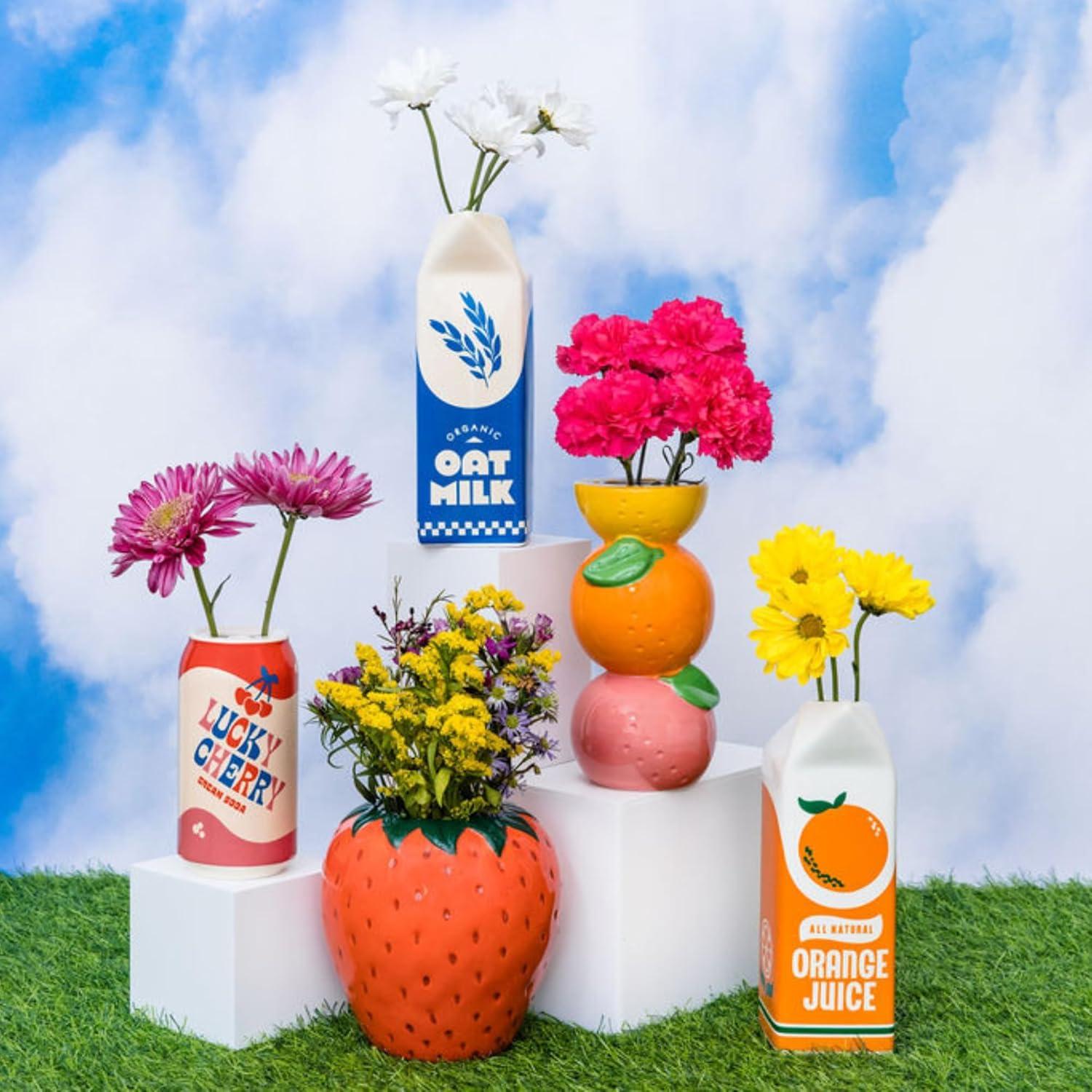 imagebando Vintage Inspired Rise and Shine Decorative Ceramic Vase Unique HomeKitchenOffice Accent Oat Milk