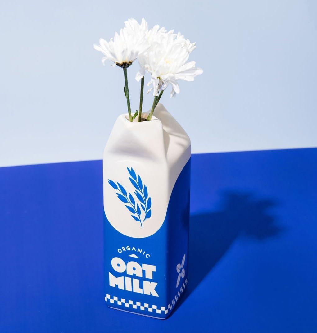 imagebando Vintage Inspired Rise and Shine Decorative Ceramic Vase Unique HomeKitchenOffice Accent Oat Milk