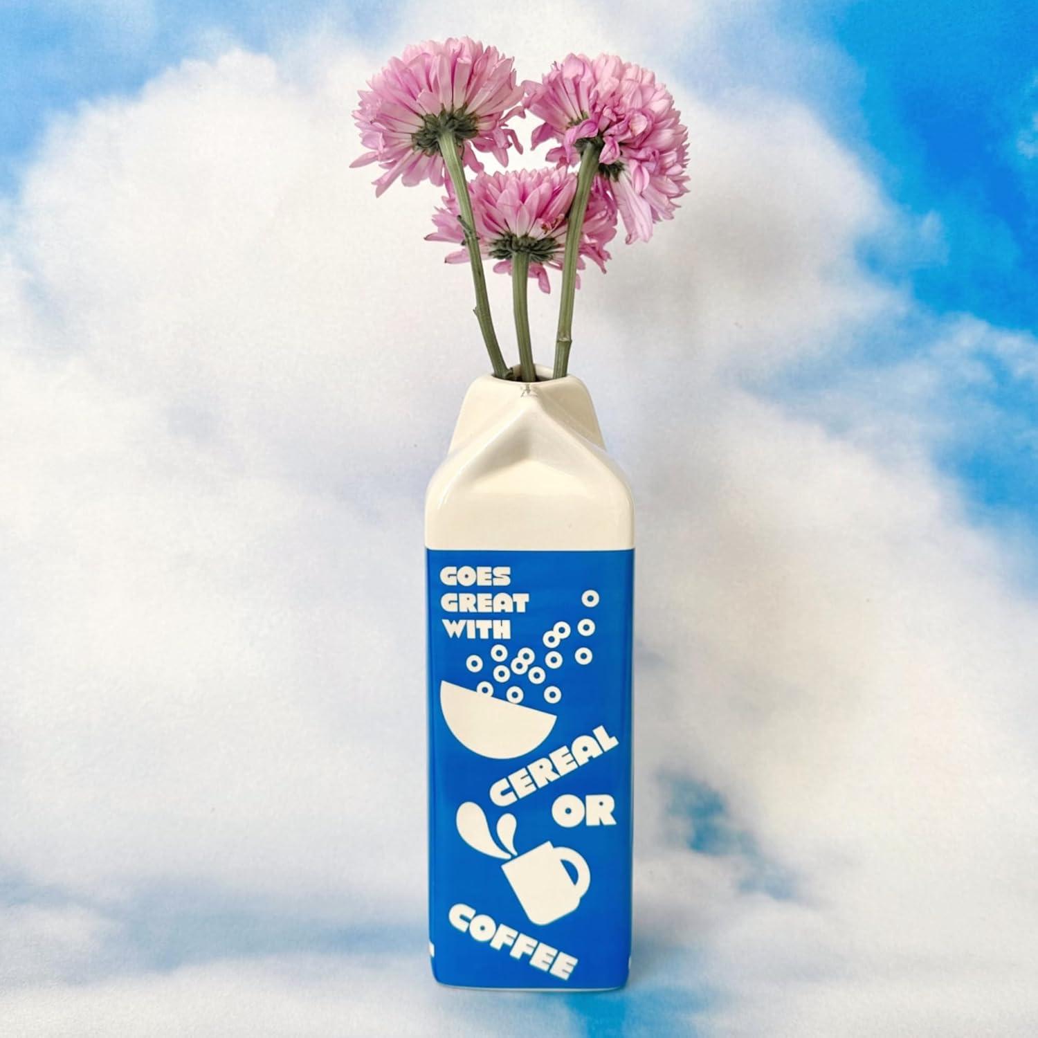 imagebando Vintage Inspired Rise and Shine Decorative Ceramic Vase Unique HomeKitchenOffice Accent Oat Milk