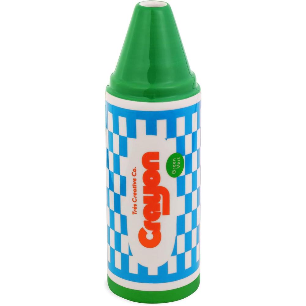 imagebando Green Crayon Vase Decorative Vase for Classroom or Home Office Single Flower Vase Cute Vase for Teacher Appreciation or Funky Home Decor Color Me Happy