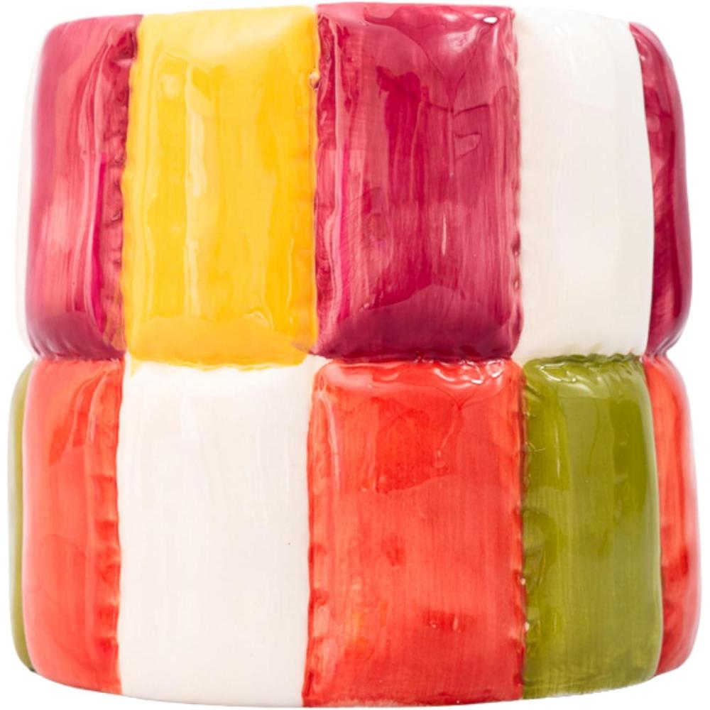 imagebando Novelty Ceramic Planter with Drainage Hole Decorative Planter Ceramic Planter for Home Decor Cute Decor Unique Planter Colorblock